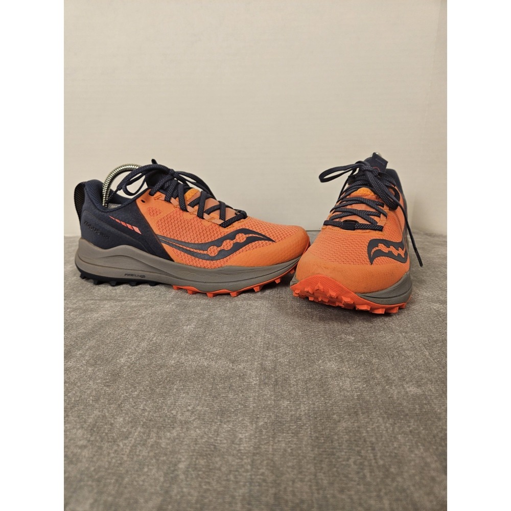 Saucony Xodus Ultra Womens 7 Orange Navy Trail Running Shoes S10734-16 PWRRUN PB